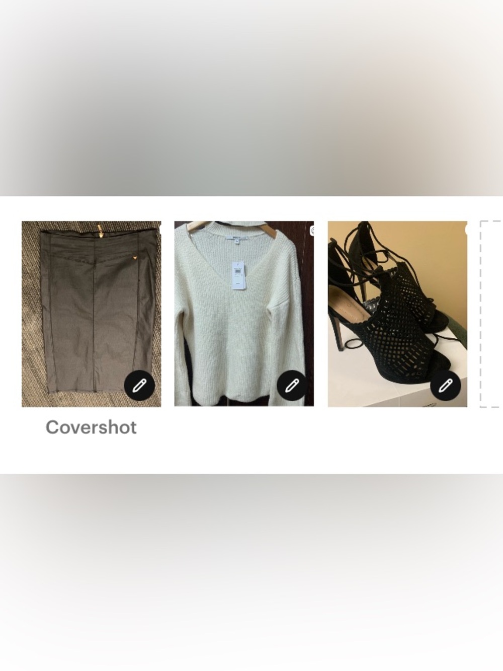 GUESS Choker Sweater NWT + Faux Leather Skirt in large + ALDO Heels Bundle sz 9